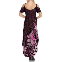 Matariki New Zealand Family Matching Summer Maxi Dress and Hawaiian Shirt Maori Pattern Pink Galaxy LT05 - Polynesian Pride