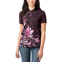 Matariki New Zealand Women Polo Shirt Maori Pattern Pink Galaxy