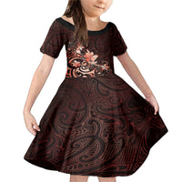 Matariki New Zealand Family Matching Mermaid Dress and Hawaiian Shirt Maori Pattern Red Galaxy LT05 Daughter's Dress Red - Polynesian Pride