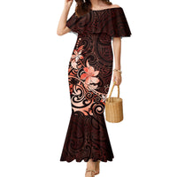 Matariki New Zealand Family Matching Mermaid Dress and Hawaiian Shirt Maori Pattern Red Galaxy LT05 Mom's Dress Red - Polynesian Pride