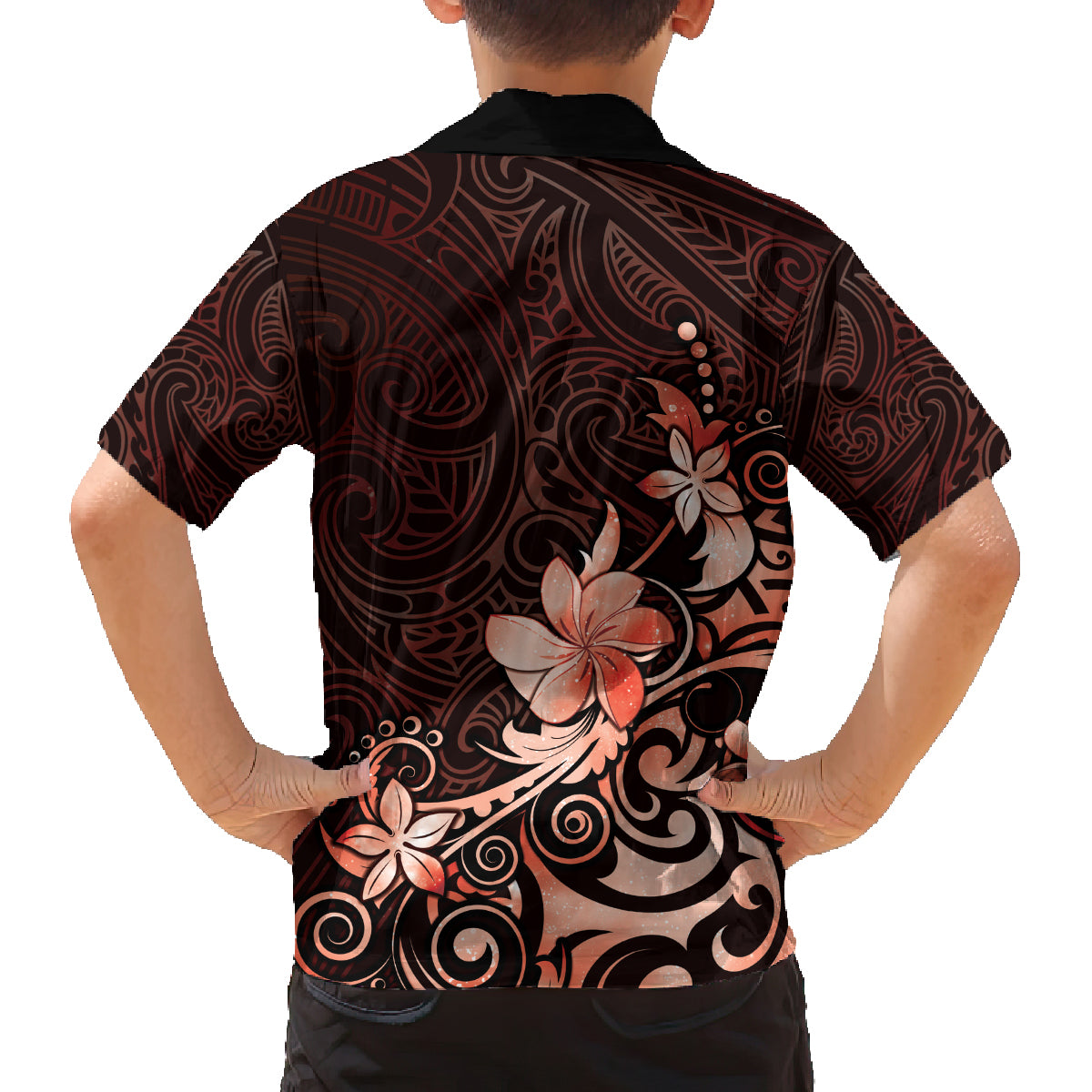 Matariki New Zealand Family Matching Off The Shoulder Long Sleeve Dress and Hawaiian Shirt Maori Pattern Red Galaxy LT05 - Polynesian Pride