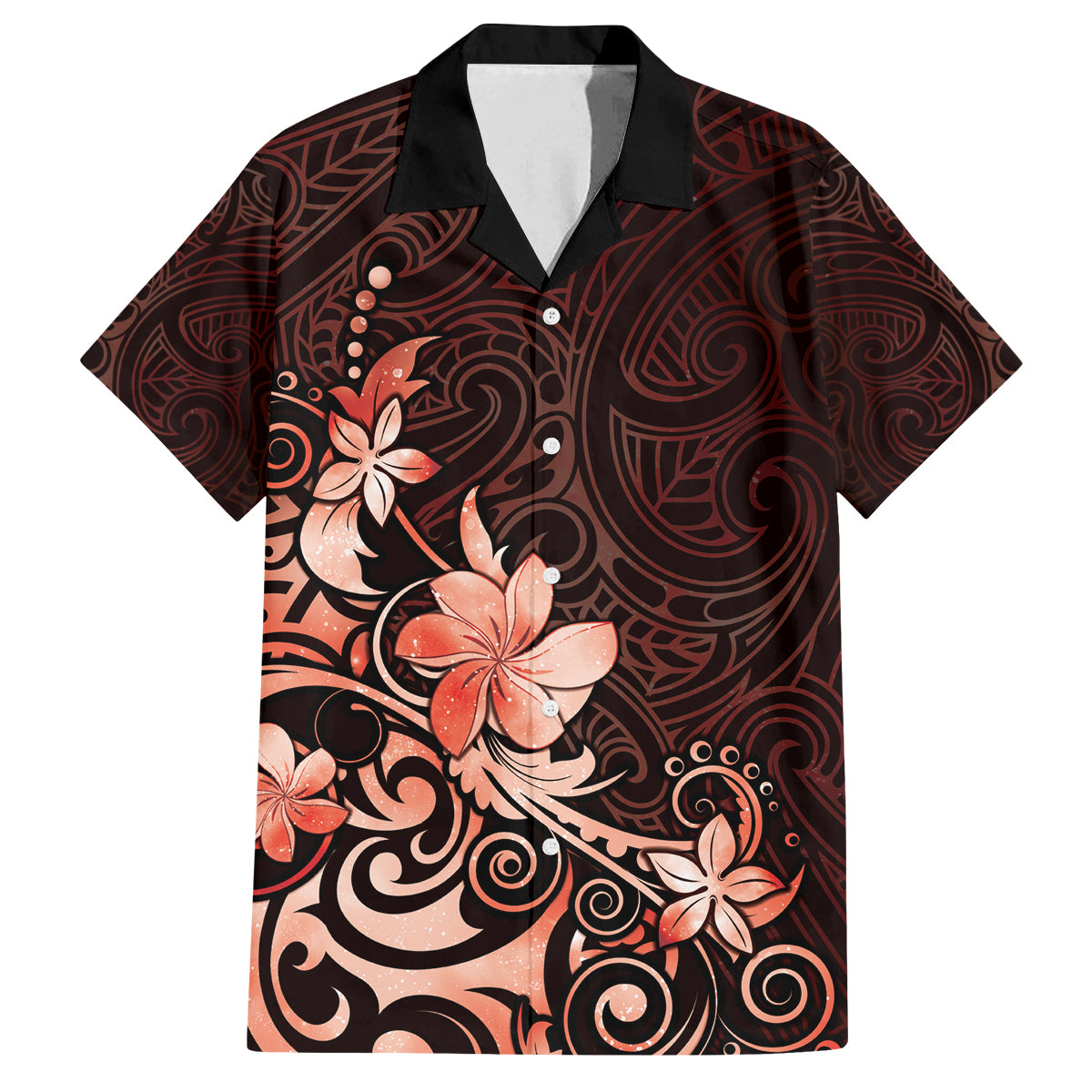 Matariki New Zealand Family Matching Off Shoulder Short Dress and Hawaiian Shirt Maori Pattern Red Galaxy LT05 Dad's Shirt - Short Sleeve Red - Polynesian Pride