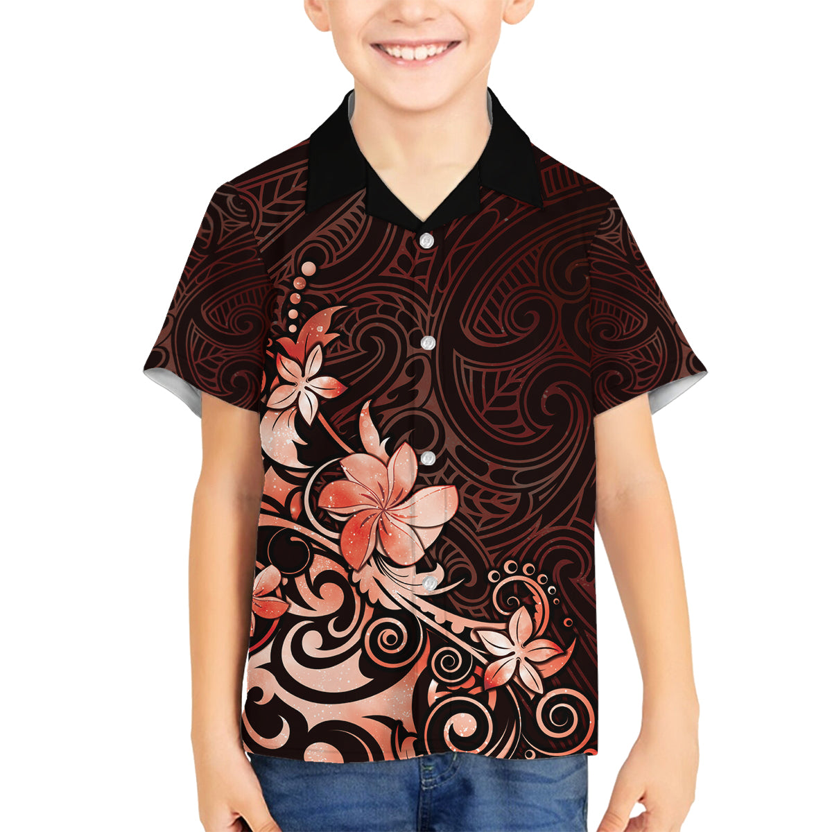 Matariki New Zealand Family Matching Tank Maxi Dress and Hawaiian Shirt Maori Pattern Red Galaxy LT05 Son's Shirt Red - Polynesian Pride