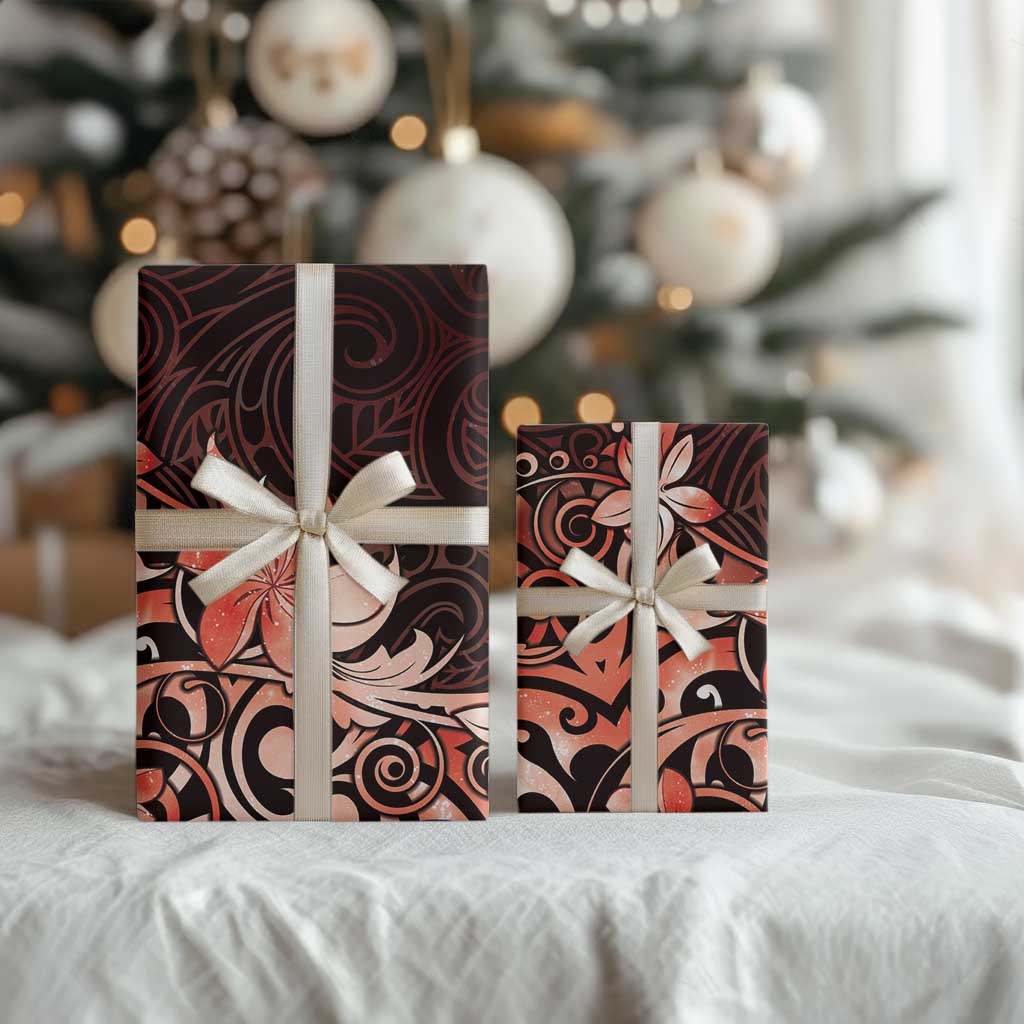 Matariki New Zealand Wrapping Paper Maori Pattern Red Galaxy - Polynesian Pride