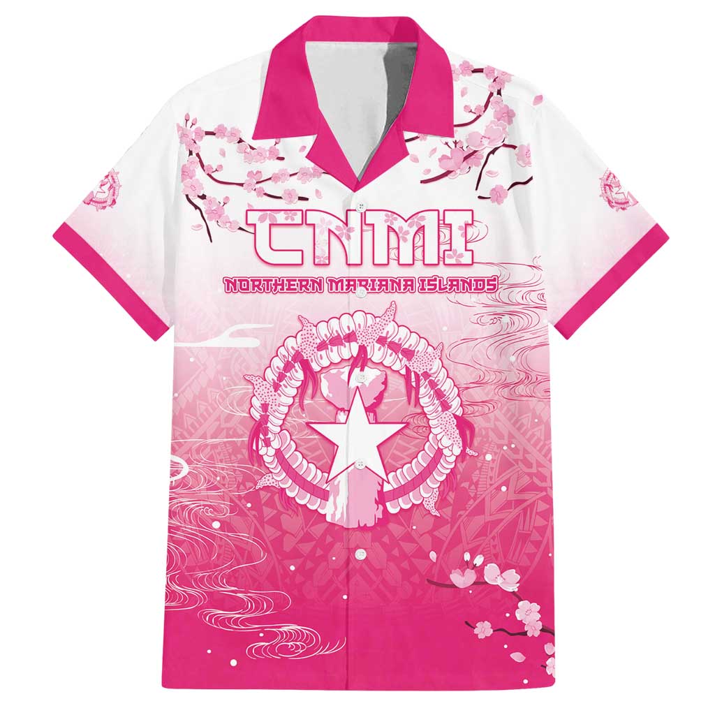 Personalized Sakura Marianas Family Matching Off Shoulder Short Dress and Hawaiian Shirt CNMI Seal