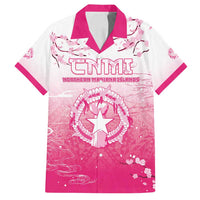 Personalized Sakura Marianas Family Matching Off Shoulder Short Dress and Hawaiian Shirt CNMI Seal