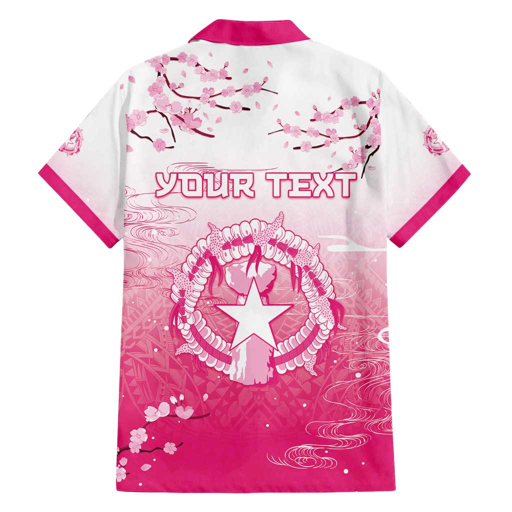 Personalized Sakura Marianas Family Matching Off Shoulder Short Dress and Hawaiian Shirt CNMI Seal