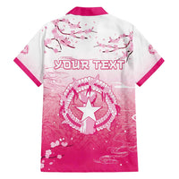 Personalized Sakura Marianas Family Matching Off Shoulder Short Dress and Hawaiian Shirt CNMI Seal