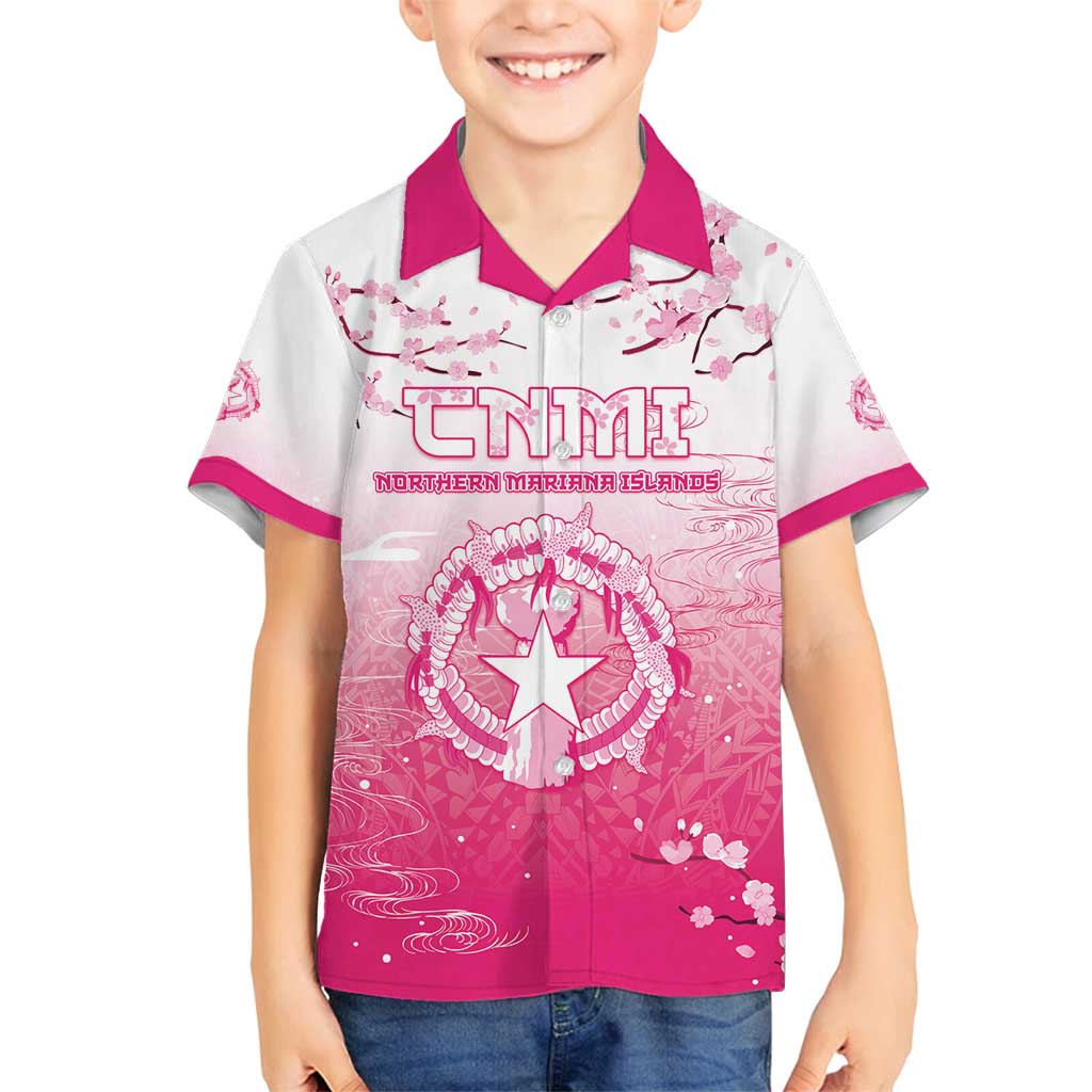 Personalized Sakura Marianas Family Matching Off Shoulder Short Dress and Hawaiian Shirt CNMI Seal