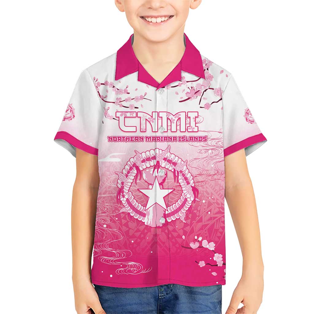 Personalized Sakura Marianas Kid Hawaiian Shirt CNMI Seal