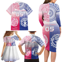 Custom Northern Mariana Islands And Japan Together Family Matching Long Sleeve Bodycon Dress and Hawaiian Shirt LT05 - Polynesian Pride
