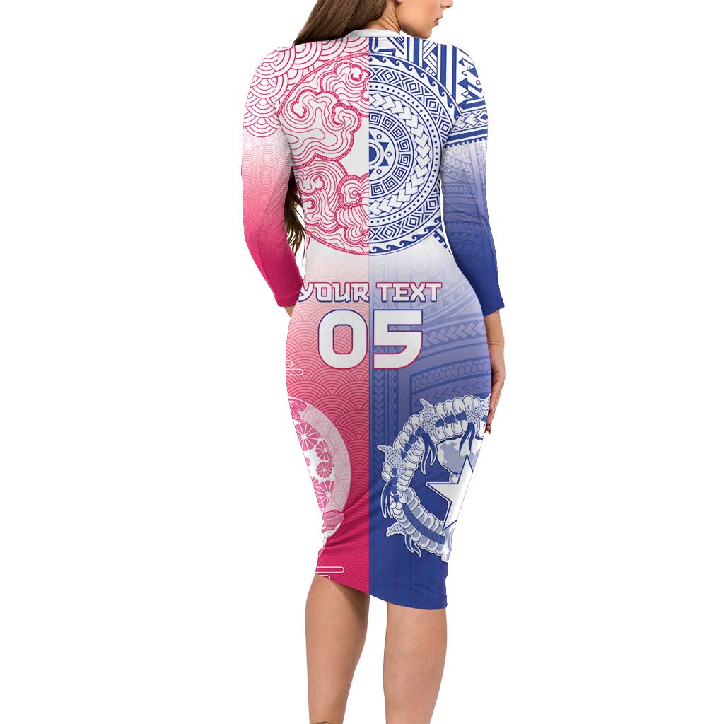 Custom Northern Mariana Islands And Japan Together Family Matching Long Sleeve Bodycon Dress and Hawaiian Shirt LT05 - Polynesian Pride