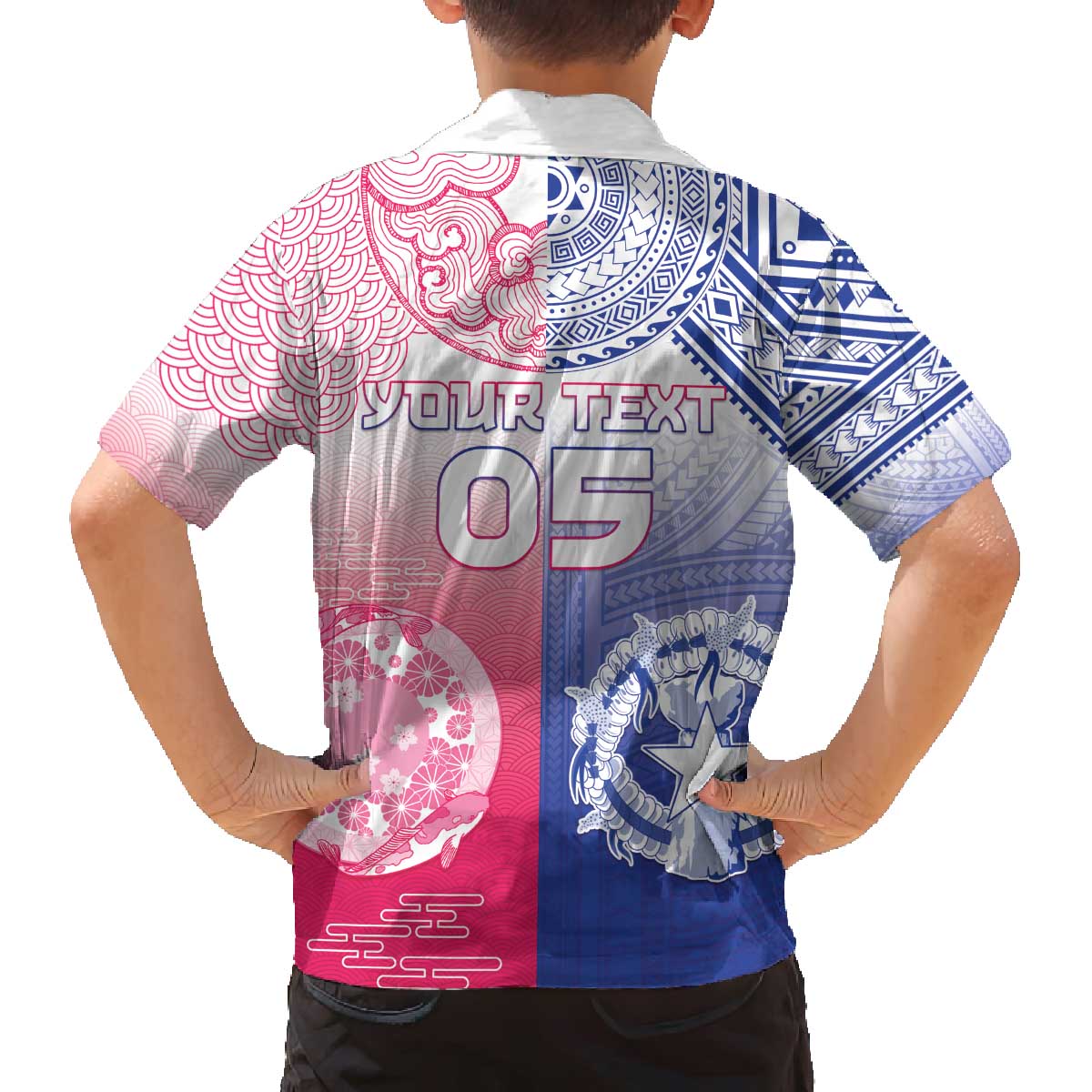 Custom Northern Mariana Islands And Japan Together Family Matching Off The Shoulder Long Sleeve Dress and Hawaiian Shirt LT05 - Polynesian Pride
