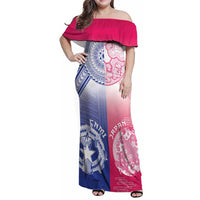 Custom Northern Mariana Islands And Japan Together Family Matching Off Shoulder Maxi Dress and Hawaiian Shirt LT05 Mom's Dress White - Polynesian Pride