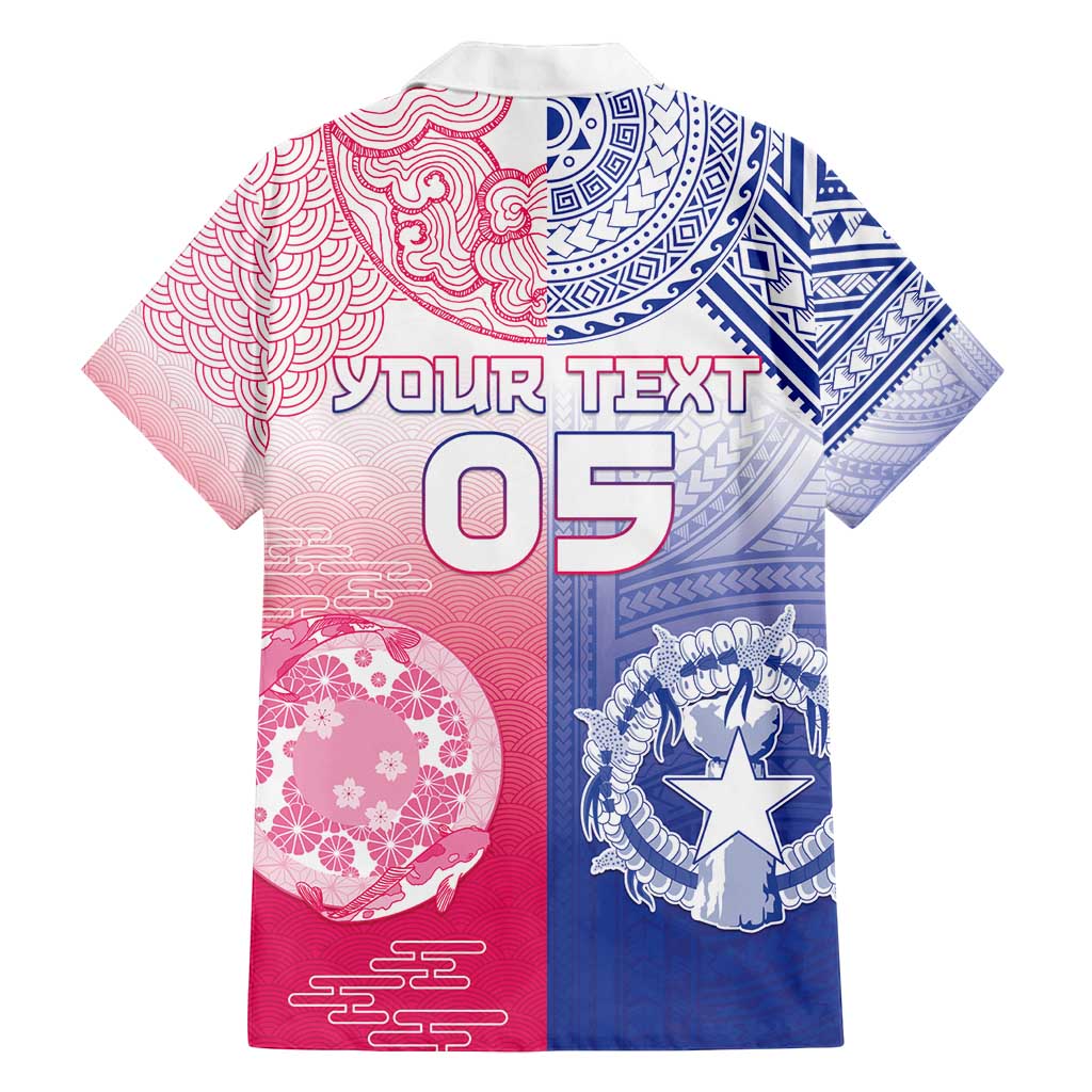 Custom Northern Mariana Islands And Japan Together Family Matching Off Shoulder Short Dress and Hawaiian Shirt LT05 - Polynesian Pride