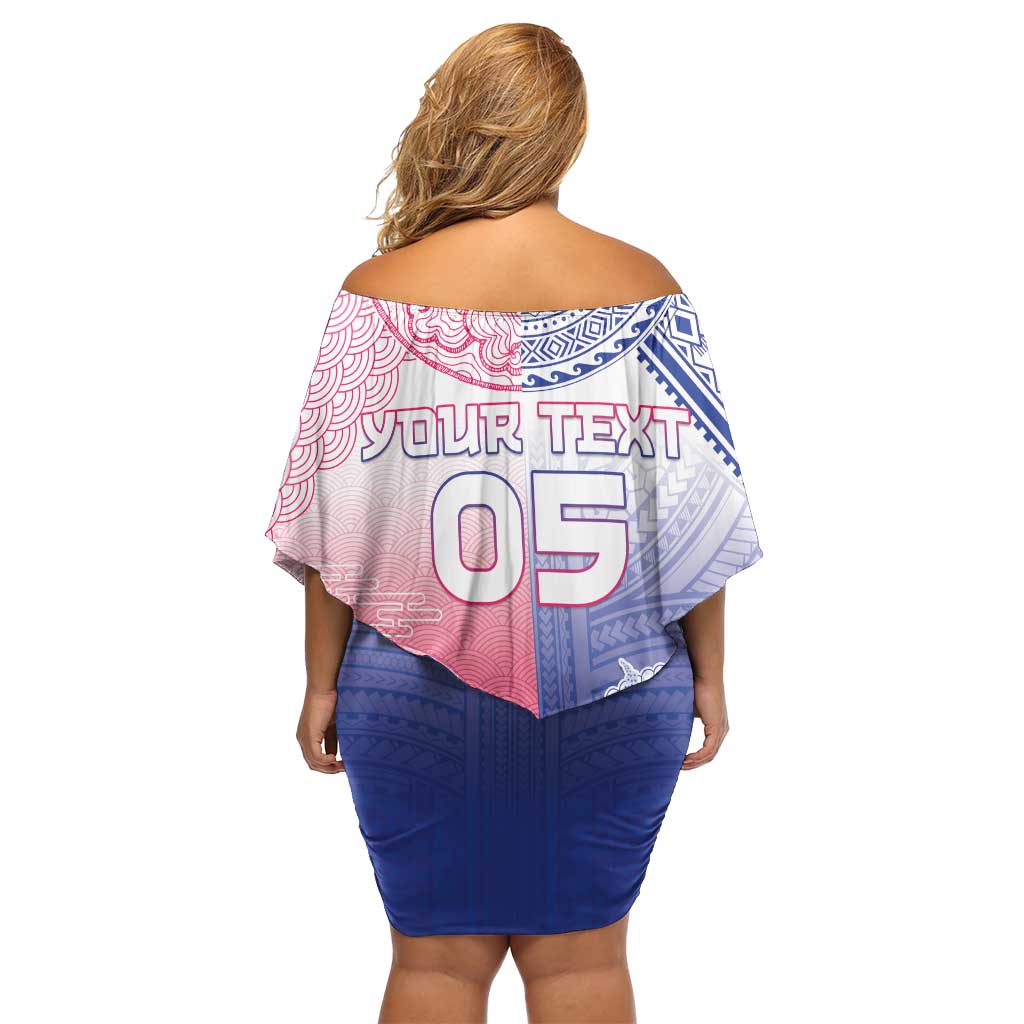 Custom Northern Mariana Islands And Japan Together Family Matching Off Shoulder Short Dress and Hawaiian Shirt LT05 - Polynesian Pride