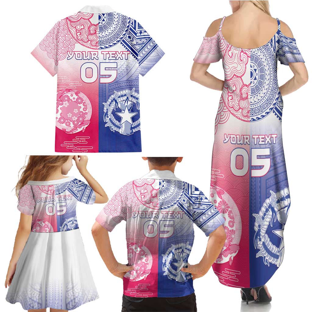 Custom Northern Mariana Islands And Japan Together Family Matching Summer Maxi Dress and Hawaiian Shirt LT05 - Polynesian Pride