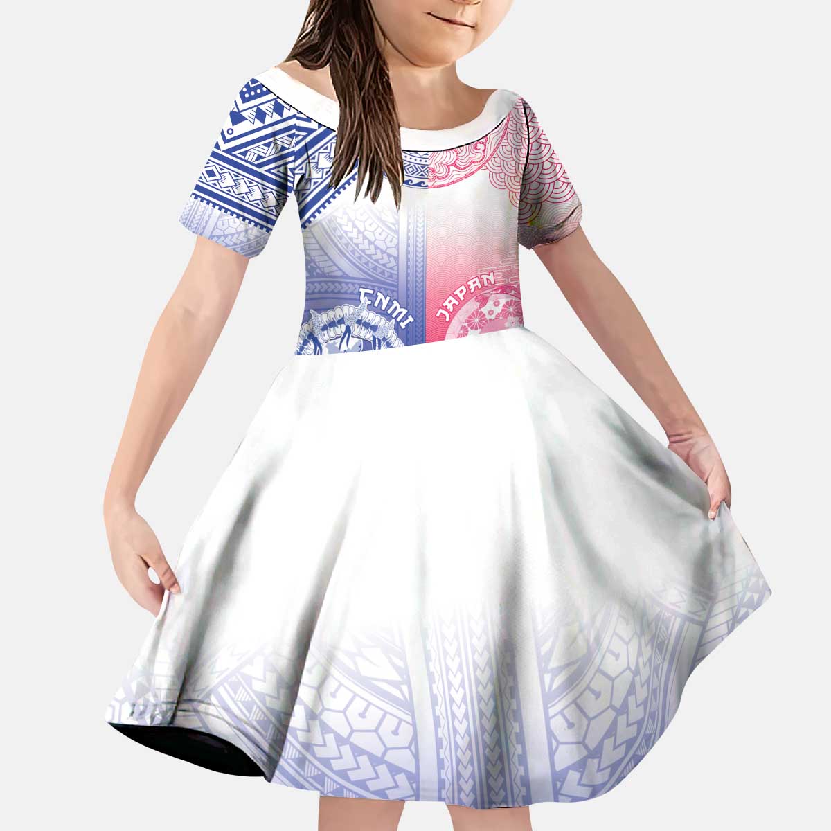 Custom Northern Mariana Islands And Japan Together Kid Short Sleeve Dress