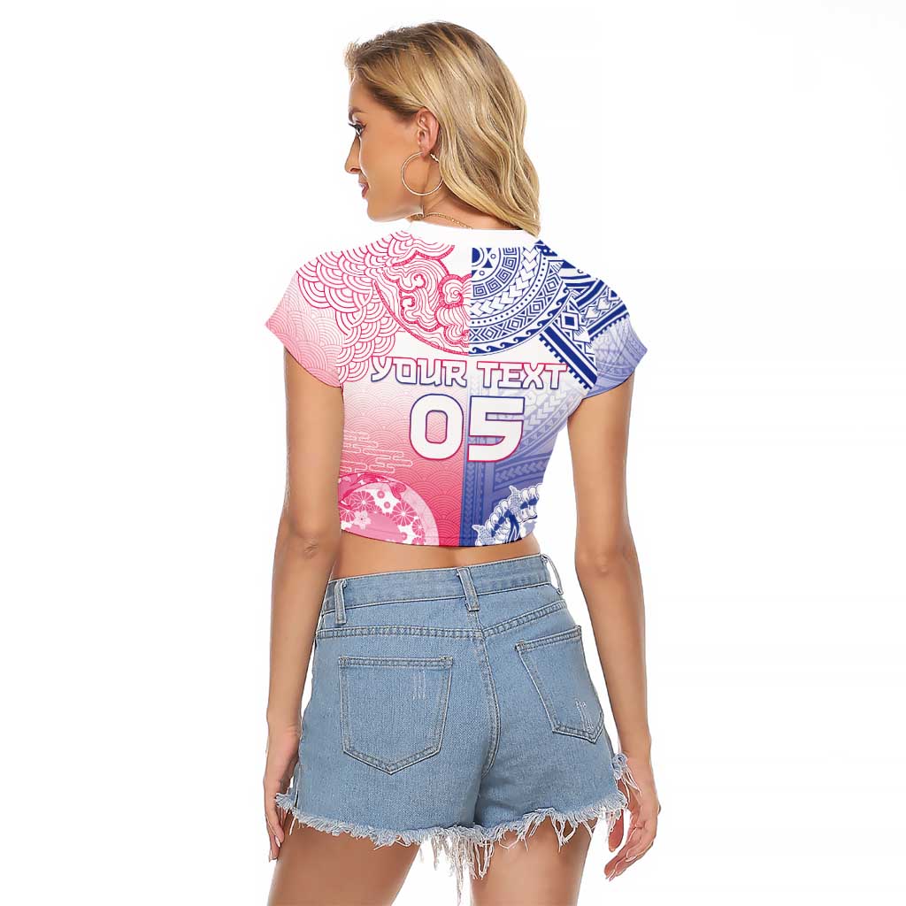 Custom Northern Mariana Islands And Japan Together Raglan Cropped T Shirt