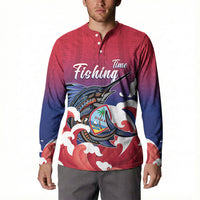 Guam Blue Marlin Fishing Button Sweatshirt Polynesian Style