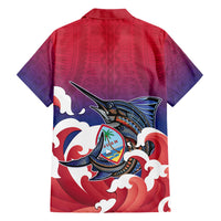 Guam Blue Marlin Fishing Family Matching Short Sleeve Bodycon Dress and Hawaiian Shirt Polynesian Style LT05 - Polynesian Pride