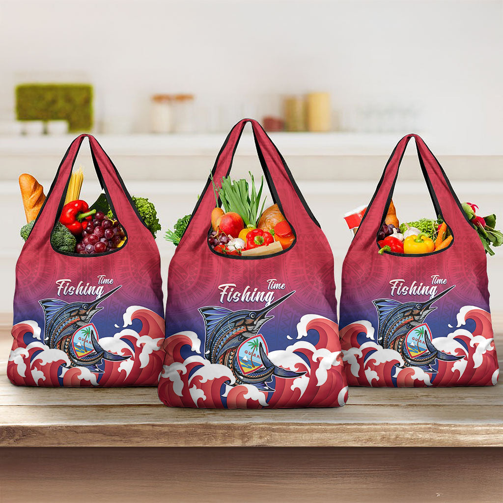 Guam Blue Marlin Fishing Grocery Bag Polynesian Style