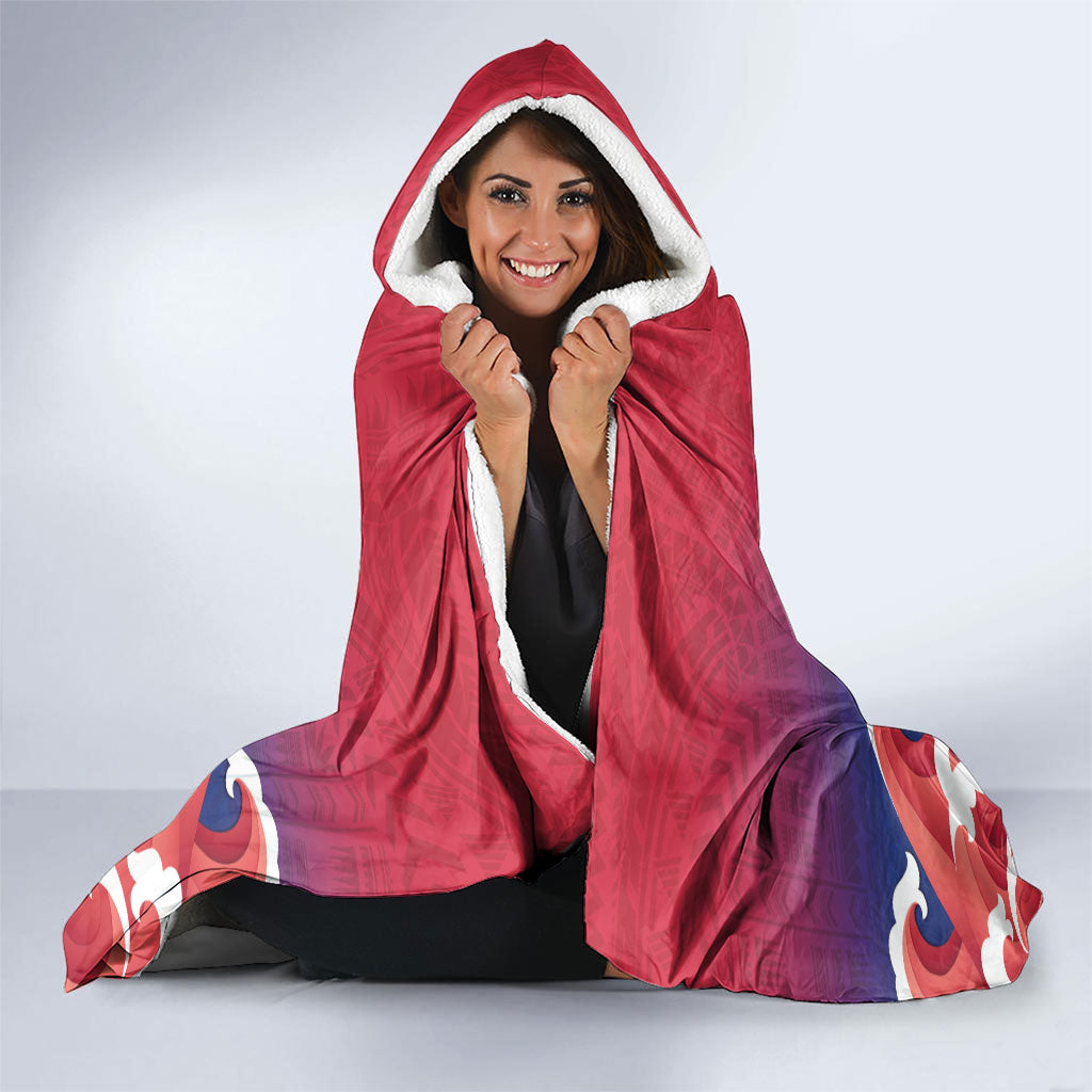 Guam Blue Marlin Fishing Hooded Blanket Polynesian Style