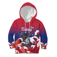 Guam Blue Marlin Fishing Kid Hoodie Polynesian Style