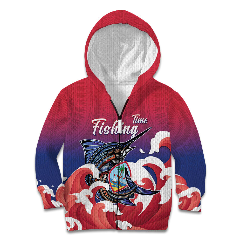 Guam Blue Marlin Fishing Kid Hoodie Polynesian Style