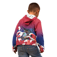 Guam Blue Marlin Fishing Kid Hoodie Polynesian Style