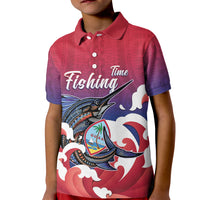 Guam Blue Marlin Fishing Kid Polo Shirt Polynesian Style
