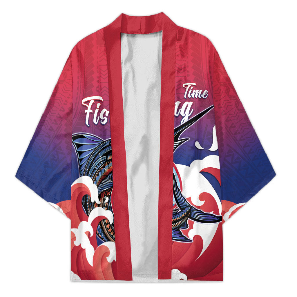 Guam Blue Marlin Fishing Kimono Polynesian Style