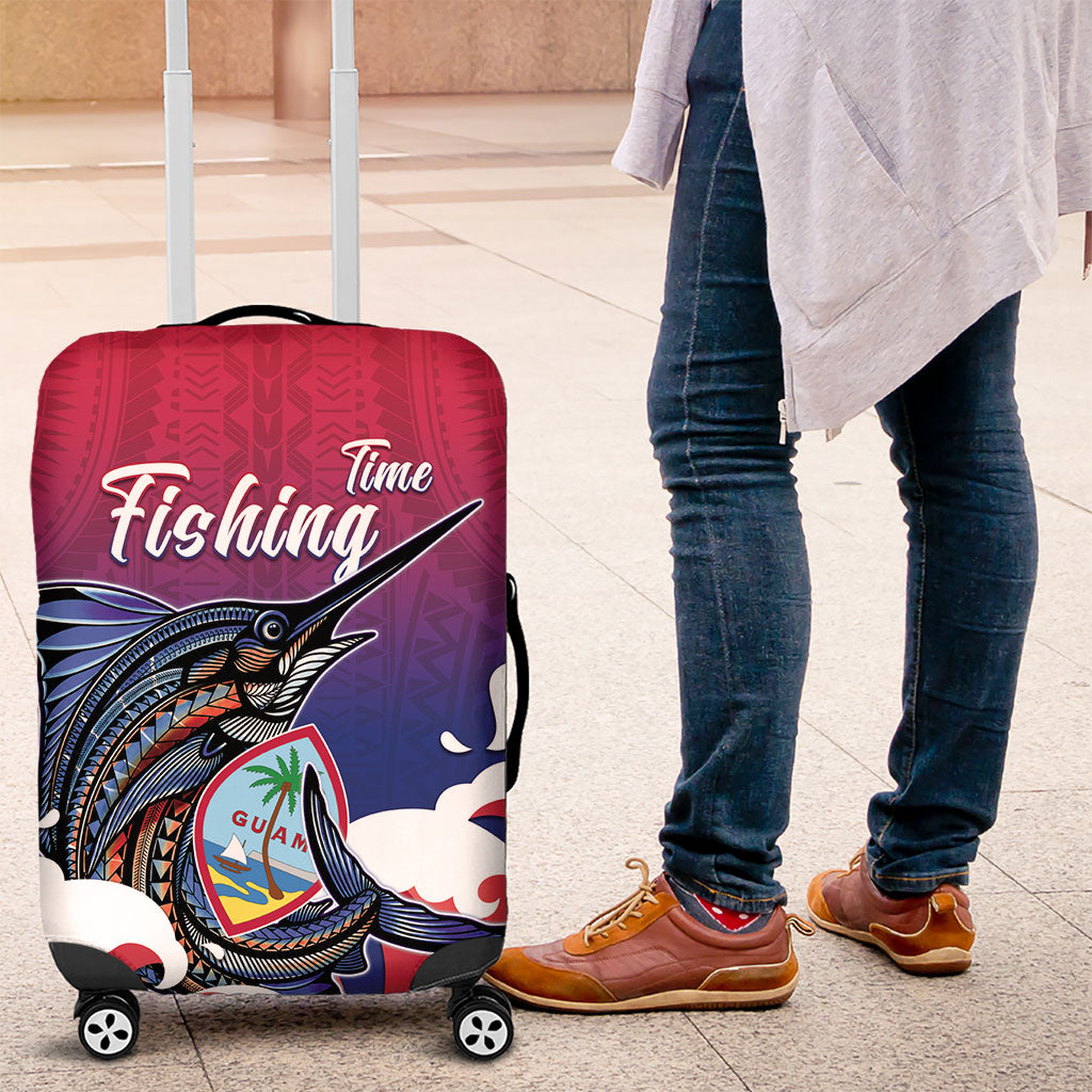 Guam Blue Marlin Fishing Luggage Cover Polynesian Style