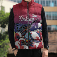 Guam Blue Marlin Fishing Sleeveless Puffer Jacket Polynesian Style