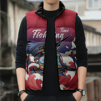 Guam Blue Marlin Fishing Sleeveless Puffer Jacket Polynesian Style