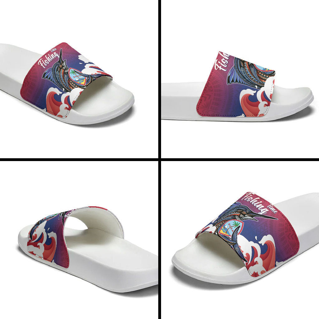 Guam Blue Marlin Fishing Slide Sandals Polynesian Style