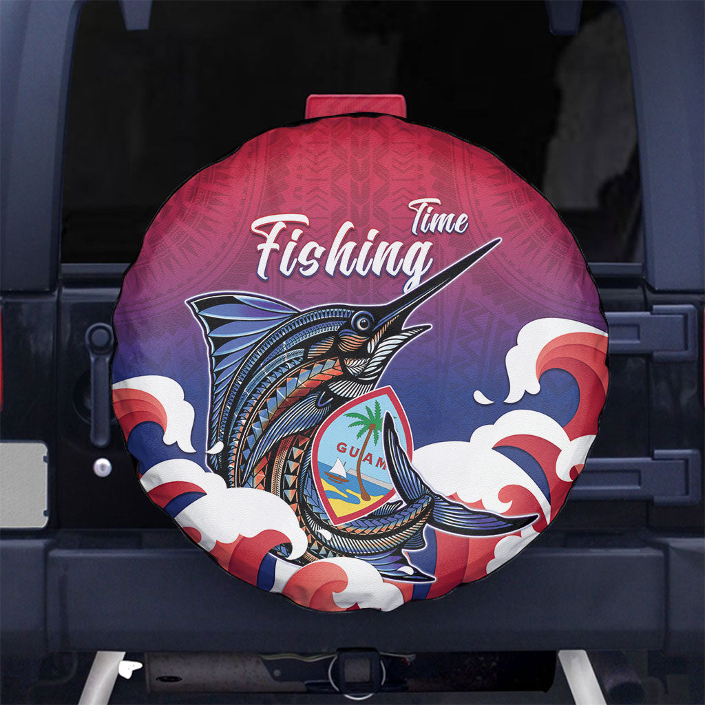 Guam Blue Marlin Fishing Spare Tire Cover Polynesian Style
