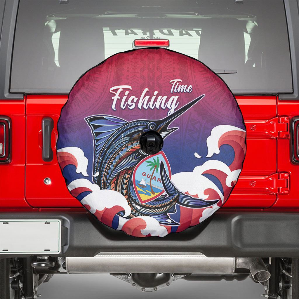 Guam Blue Marlin Fishing Spare Tire Cover Polynesian Style