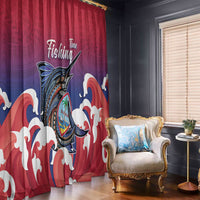 Guam Blue Marlin Fishing Window Curtain Polynesian Style