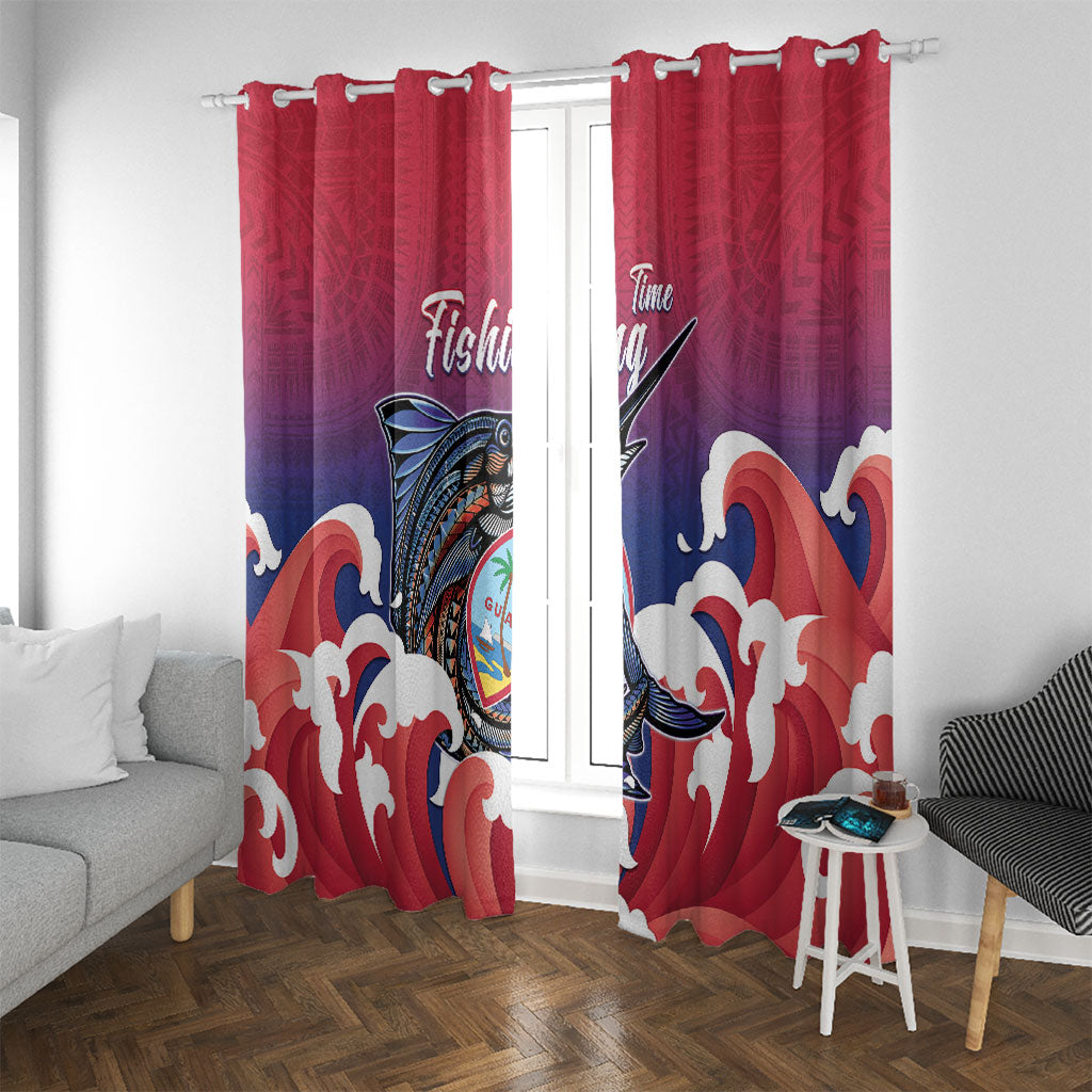 Guam Blue Marlin Fishing Window Curtain Polynesian Style