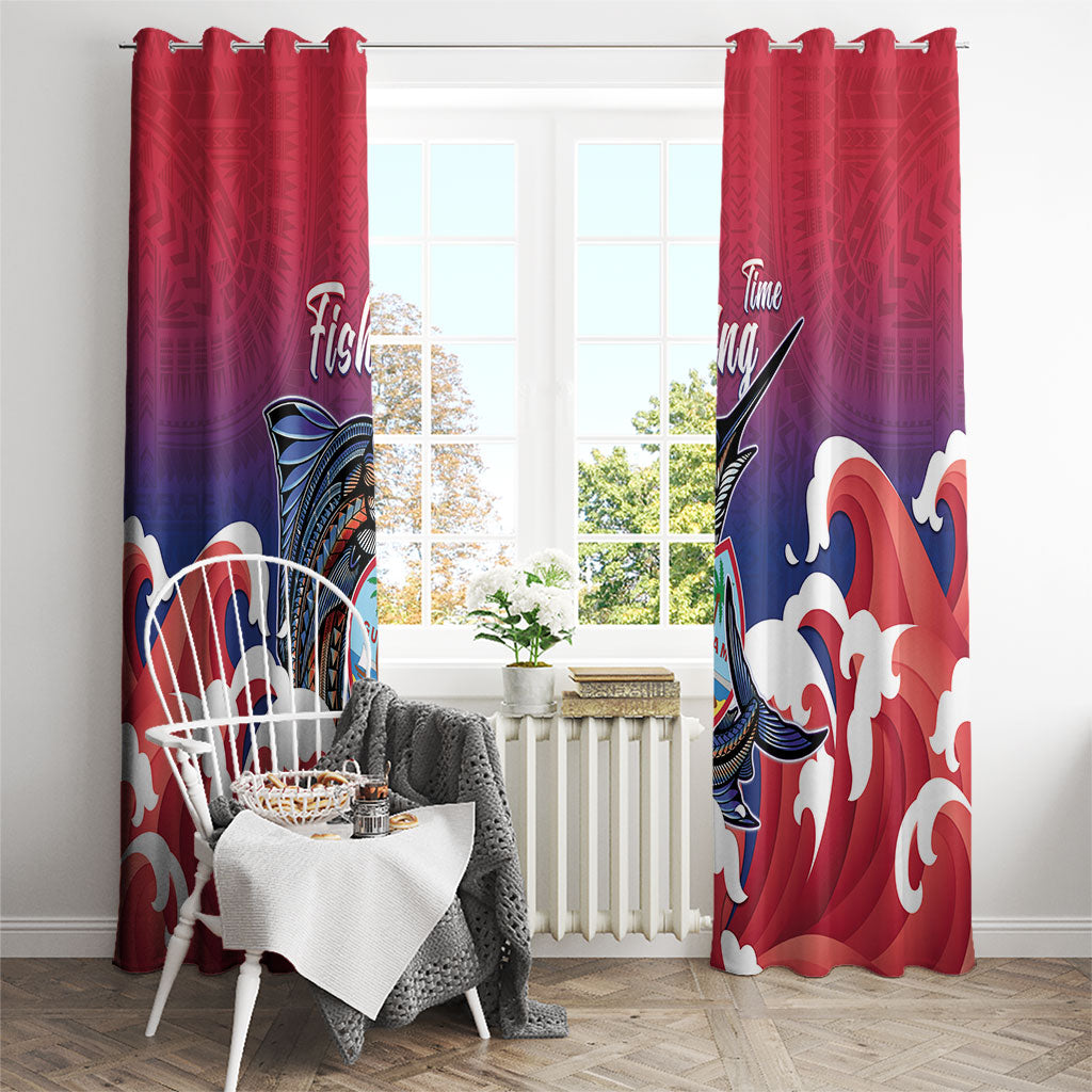Guam Blue Marlin Fishing Window Curtain Polynesian Style