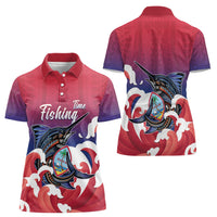 Guam Blue Marlin Fishing Women Polo Shirt Polynesian Style