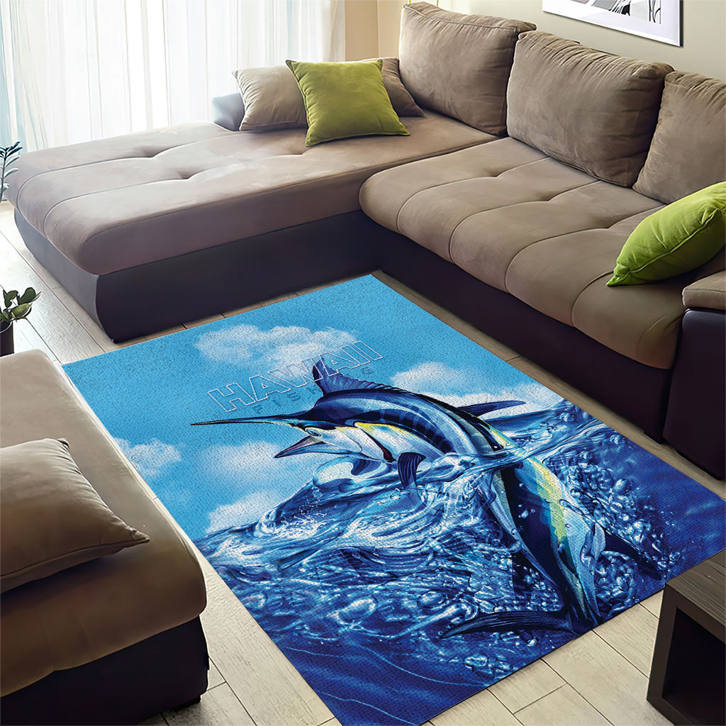 Hawaii Blue Marlin Fishing Area Rug
