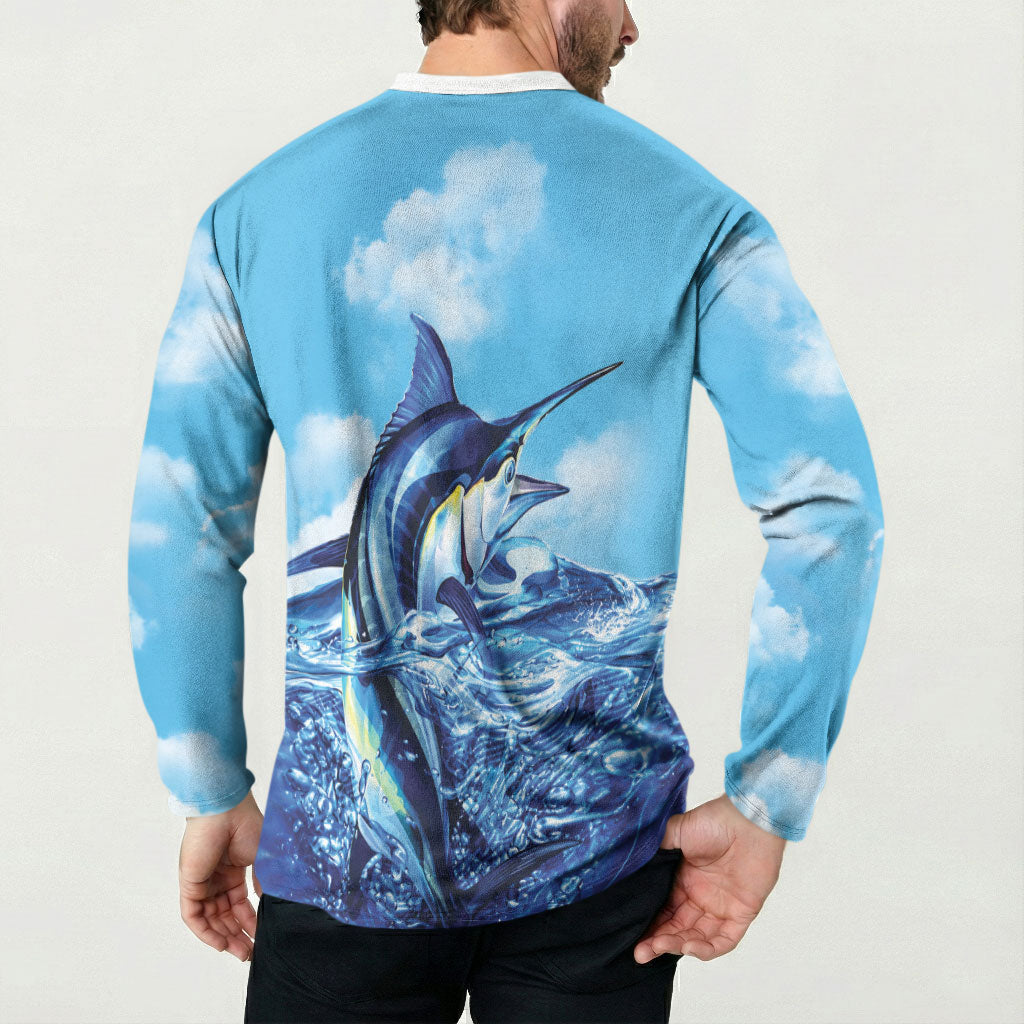 Hawaii Blue Marlin Fishing Button Sweatshirt