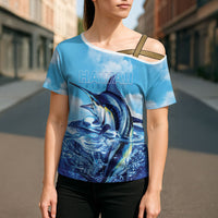 Hawaii Blue Marlin Fishing Cross Shoulder Shirt