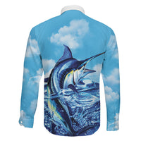 Hawaii Blue Marlin Fishing Family Matching Long Sleeve Bodycon Dress and Hawaiian Shirt LT05 - Polynesian Pride