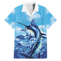 Hawaii Blue Marlin Fishing Family Matching Mermaid Dress and Hawaiian Shirt LT05 Dad's Shirt - Short Sleeve Blue - Polynesian Pride