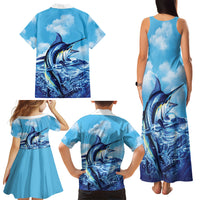 Hawaii Blue Marlin Fishing Family Matching Tank Maxi Dress and Hawaiian Shirt LT05 - Polynesian Pride