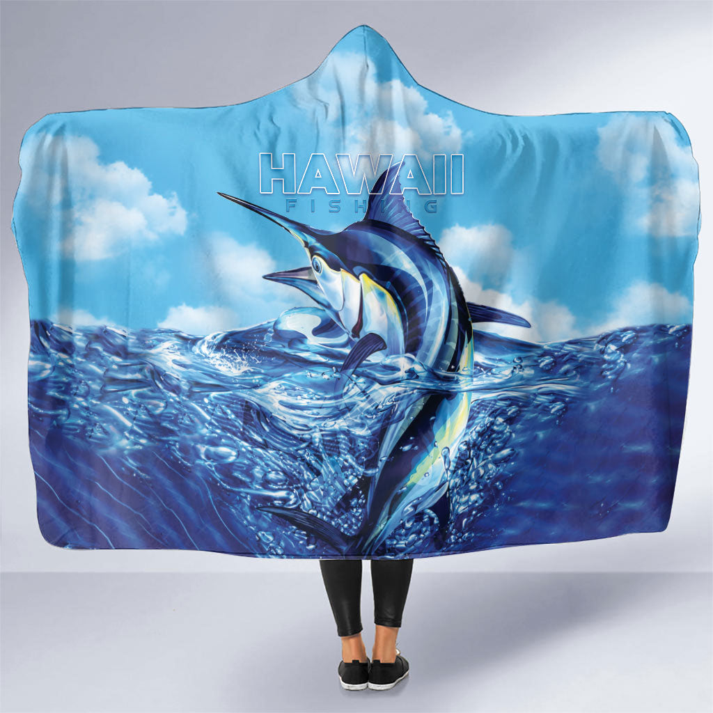 Hawaii Blue Marlin Fishing Hooded Blanket