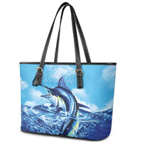 Hawaii Blue Marlin Fishing Leather Tote Bag